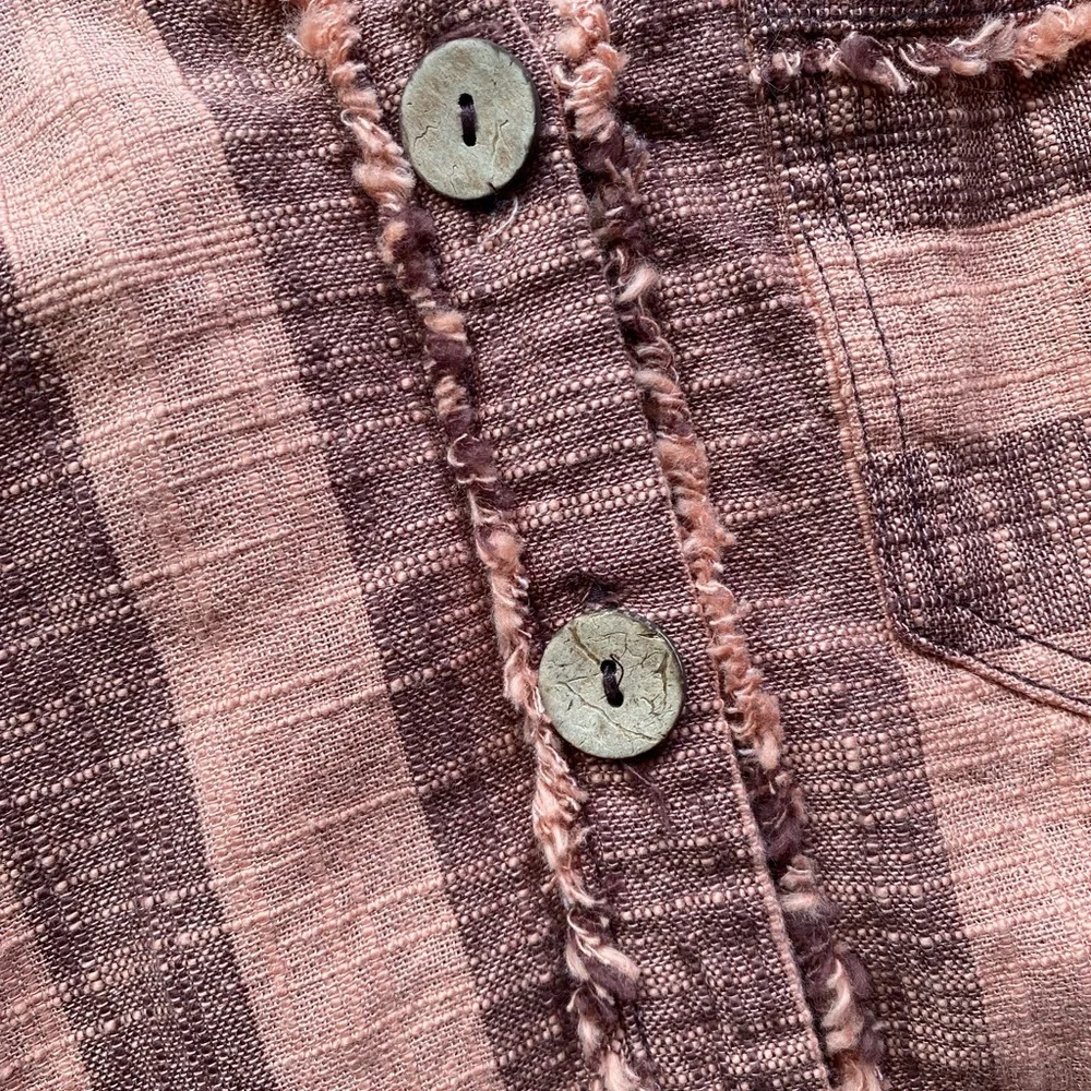 Free People Peach and Brown Striped Button-Down Shirt - Picture 7 of 8